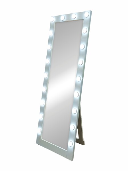 Гримерное зеркало Континет напольное 20 ламп белое