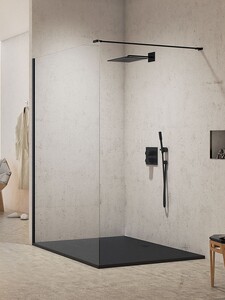 Душевая перегородка (свободный вход) New Trendy VELIO BLACK walk-in 100x200 черная