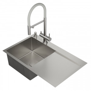 Кухонная мойка Roxen Vespa 78 левосторонняя 78x48 см с коландером и дозатором