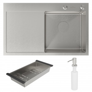 Кухонная мойка Roxen Vespa 78 правая 78x48 см с коландером и дозатором