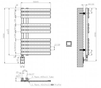 Полотенцесушитель электрический Boheme VENTURO MATT WHITE 95x500x898 мм (721-MW)