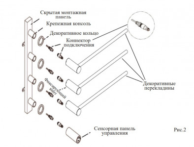 Полотенцесушитель электрический скрытого монтажа VIEIR VRMB10-5F белый