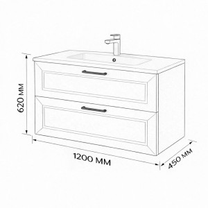 Тумба с раковиной подвесная 120см Terminus Victoria VIC101202900301O белый