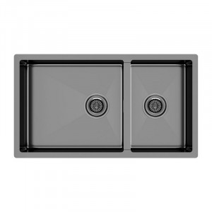 Кухонная мойка Paulmark GERBERG 78/2S UNI PM227844-GM вороненая сталь 78х44 см