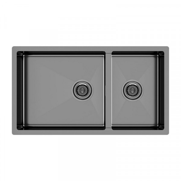 Кухонная мойка Paulmark GERBERG 78/2S UNI PM227844-GM вороненая сталь 78х44 см
