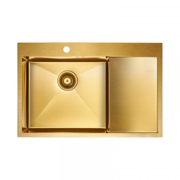 Кухонная мойка Paulmark KRONER 78F PM217851-BGL брашированное золото левая 78х51см
