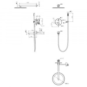 Душевая система встраиваемая Grocenberg GB5099MG-1 матовое золото