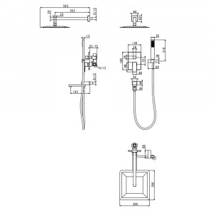 Душевая система встраиваемая Grocenberg GB5089MG-1 матовое золото