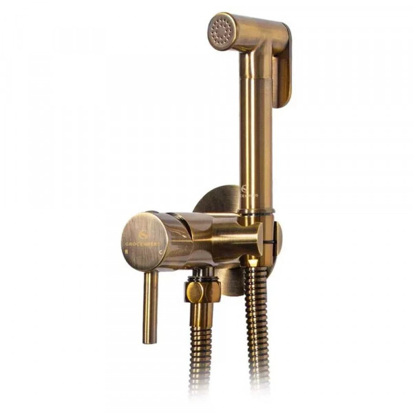 Гигиенический душ со смесителем встраиваемый Grocenberg GB001BR бронза