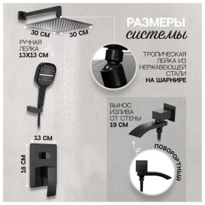 Душевая система встраиваемая Hansberge H6077BL черный