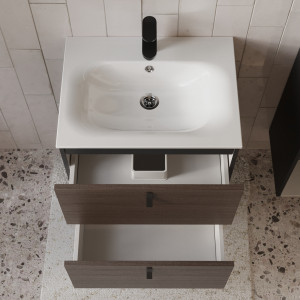 Тумба с раковиной подвесная 60см Terminus Kontur KON10602200001O венге/графит