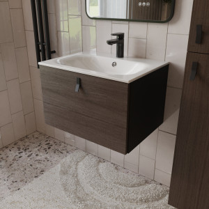 Тумба с раковиной подвесная 60см Terminus Kontur KON10601200001O венге/графит