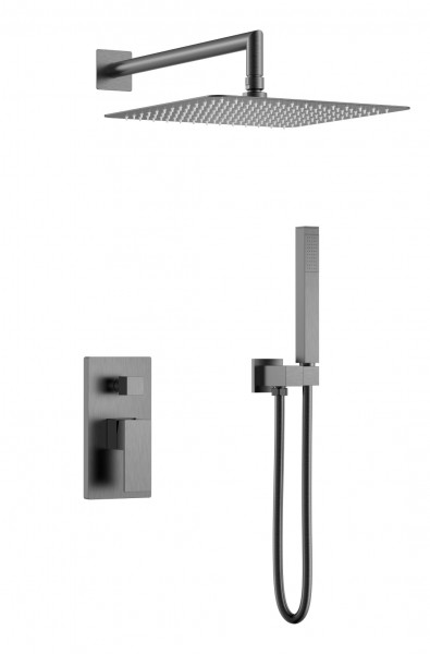 Смеситель встроенный для душа Boheme Qubic Gun Metal 474-3-GM графит