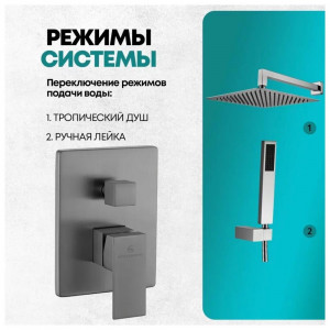 Душевая система встраиваемая без излива Grocenberg GB5089BG-3 графит