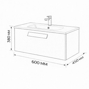 Тумба с раковиной подвесная 60см Terminus Noto NOT10601099901O черный soft touch