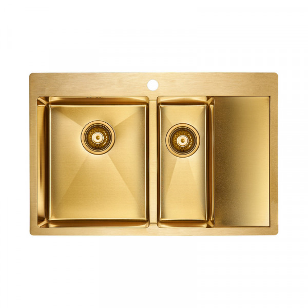 Кухонная мойка Paulmark KRONER 78/2SF PM227851-BGL брашированное золото 78х51см