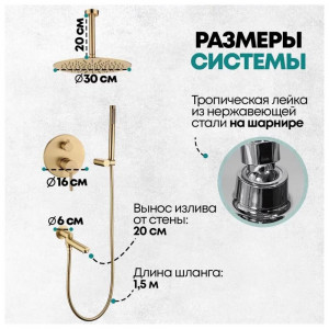 Душевая система встраиваемая Grocenberg GB5099MG-2 матовое золото