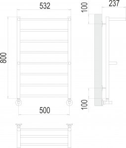 Полотенцесушитель Terminus Аврора с 2 полками П8 500х800