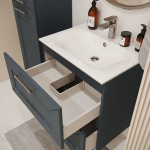 Тумба с раковиной подвесная 60см Terminus Victoria VIC10602703101O серый шёлк