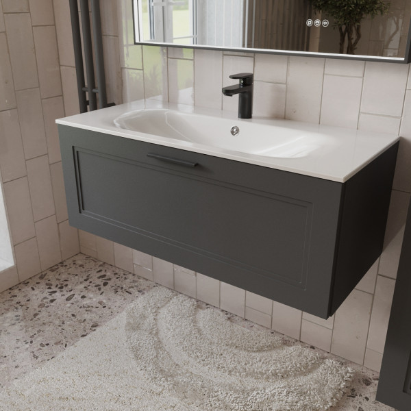 Тумба с раковиной подвесная 100см Terminus Classik CLA101001701601O графит