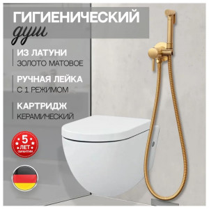 Гигиенический душ со смесителем встраиваемый Hansberge H3099MG матовое золото
