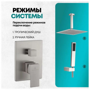 Душевая система встраиваемая без излива Grocenberg GB5089NK-4 никель