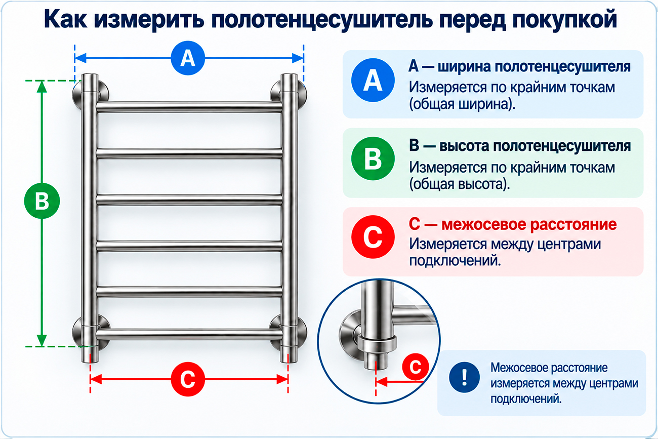 Как измерить межосевое расстояние у полотенцесушителя фото