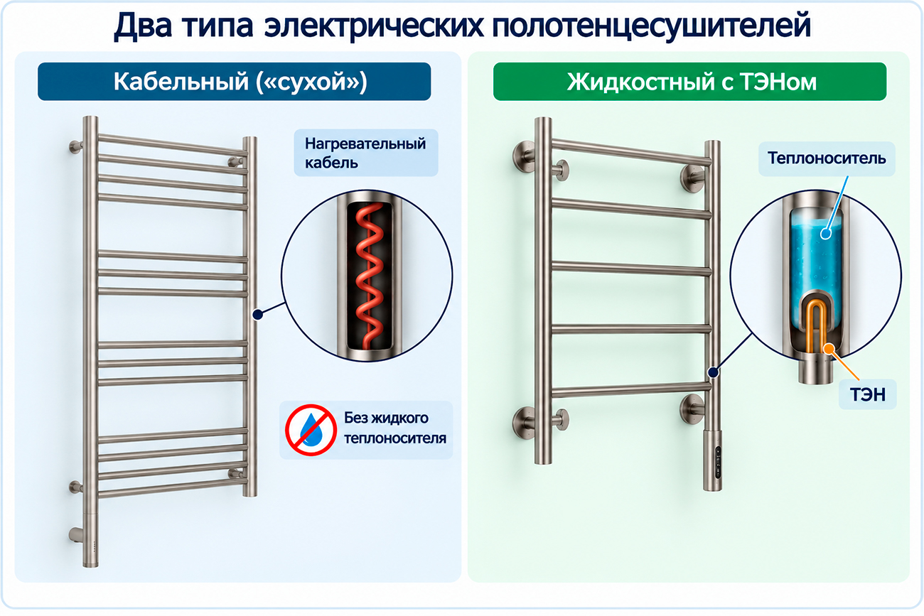 Виды электрического полотенцесушителя