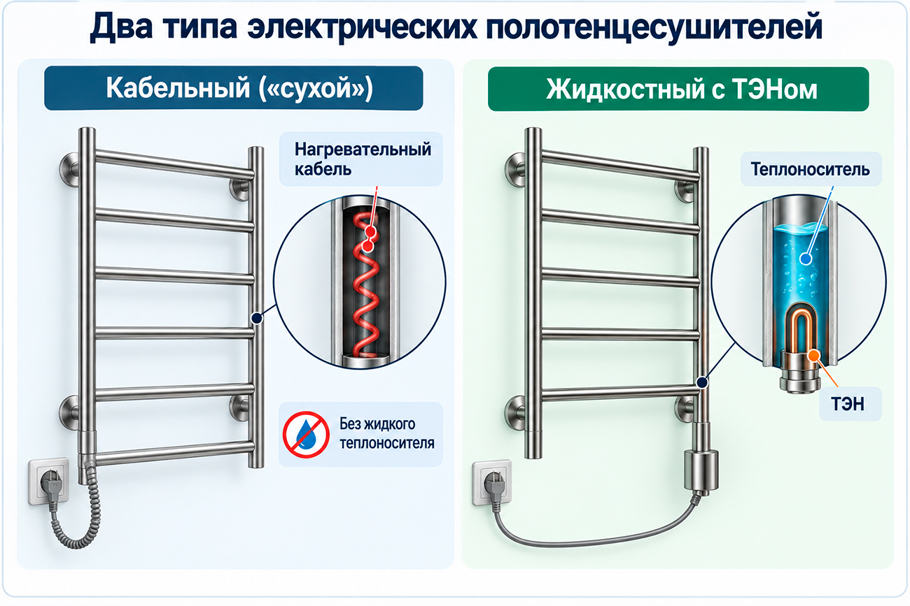 Виды электрического полотенцесушителя